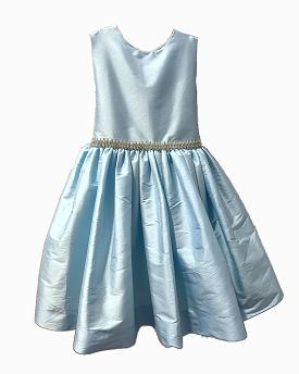 Light blue faux silk with sparkle belt dress