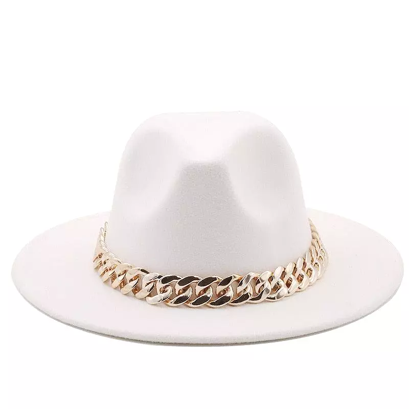 Luxury Fedora Hat And Oversized Chain Handbag