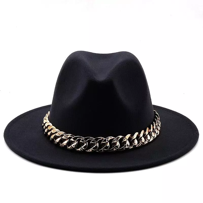 Luxury Fedora Hat With Chain