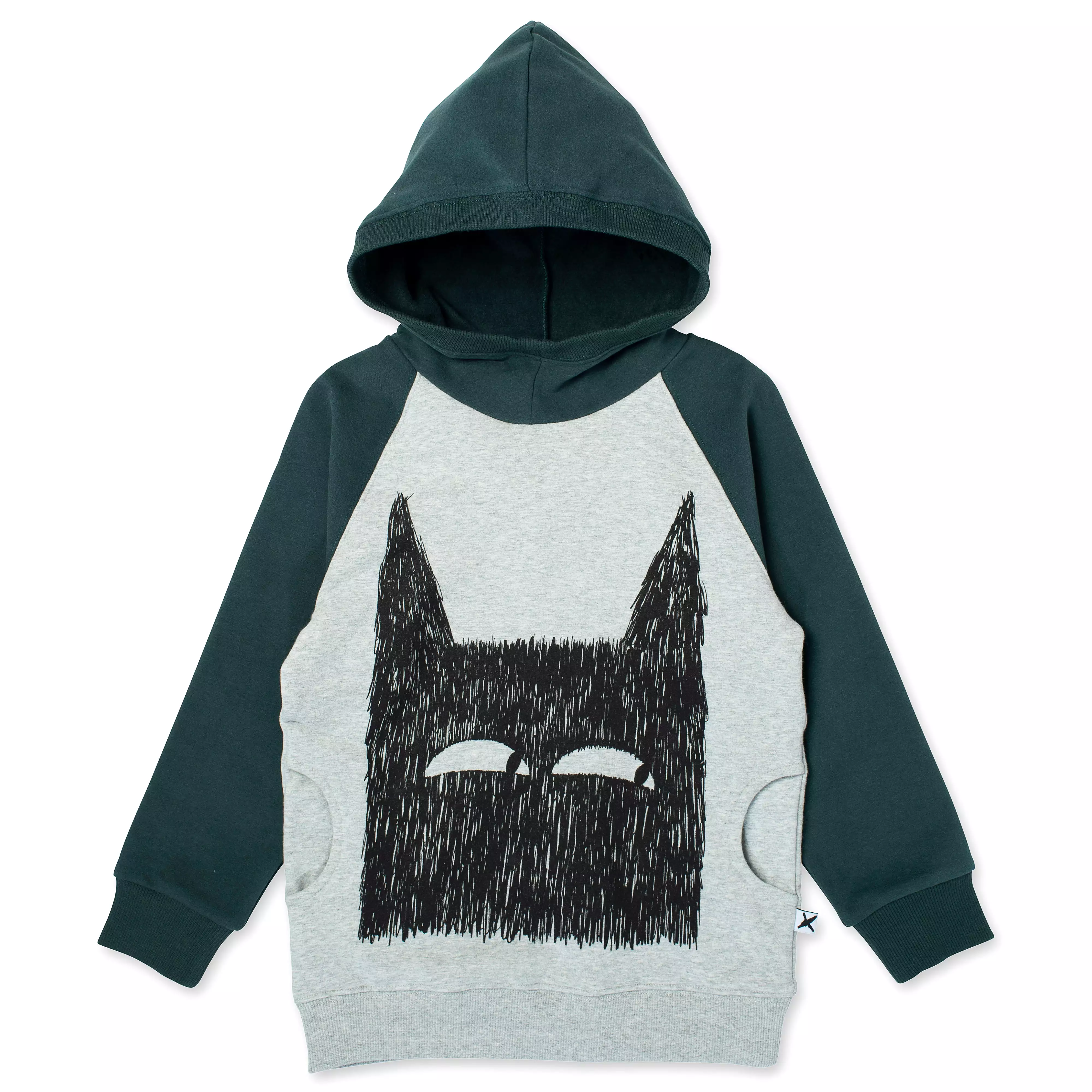 Minti Sketchy Wolf Furry Hood - Grey Marle/Forest