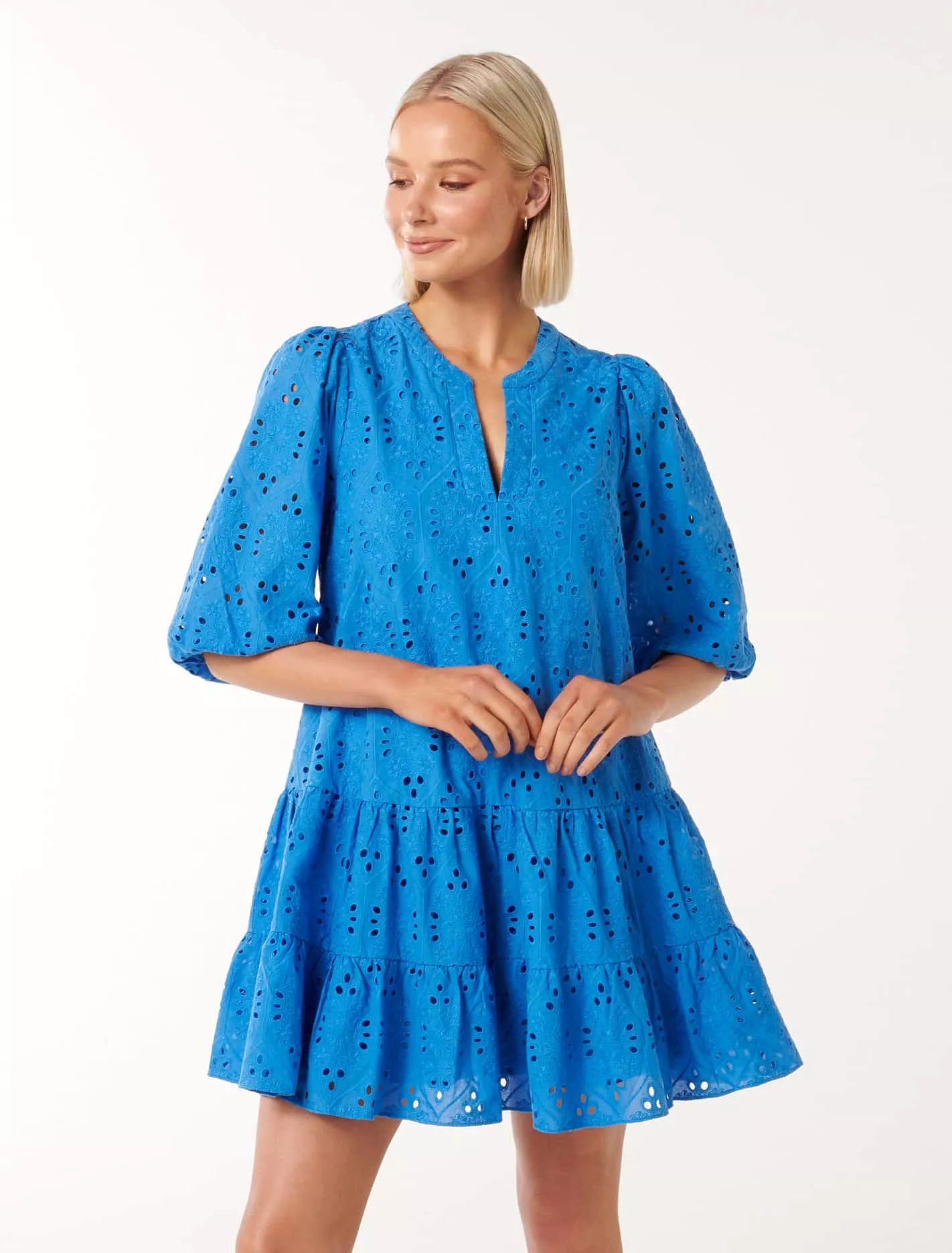 Palermo Broderie Smock Mini Dress