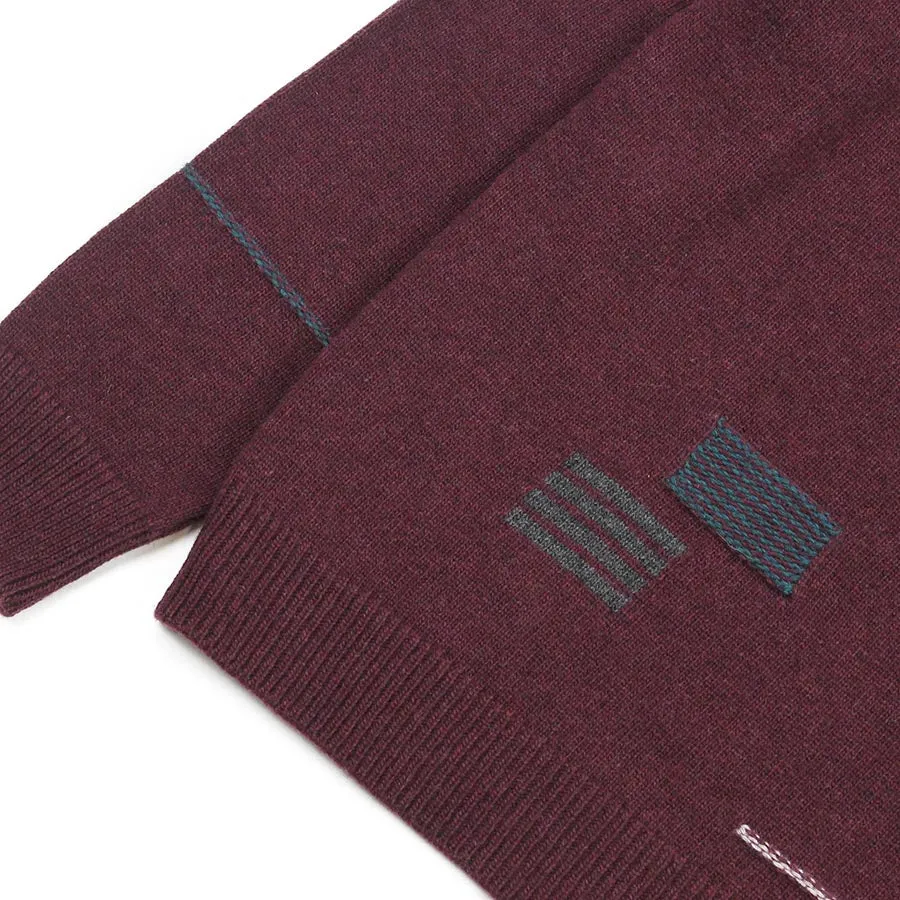 PS Paul Smith - Patchwork Detail Knit Jumper in Burgundy