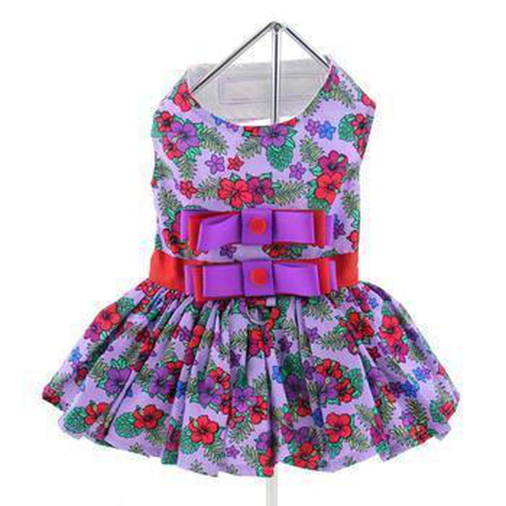 Purple and Red Floral Dog Harness Dress