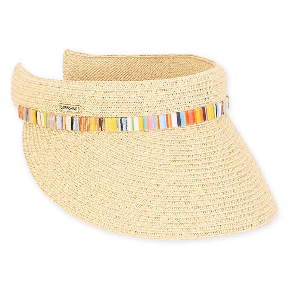 Rainbow Paper Braid Visor in Natural