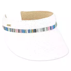 Rainbow Paper Braid Visor in White