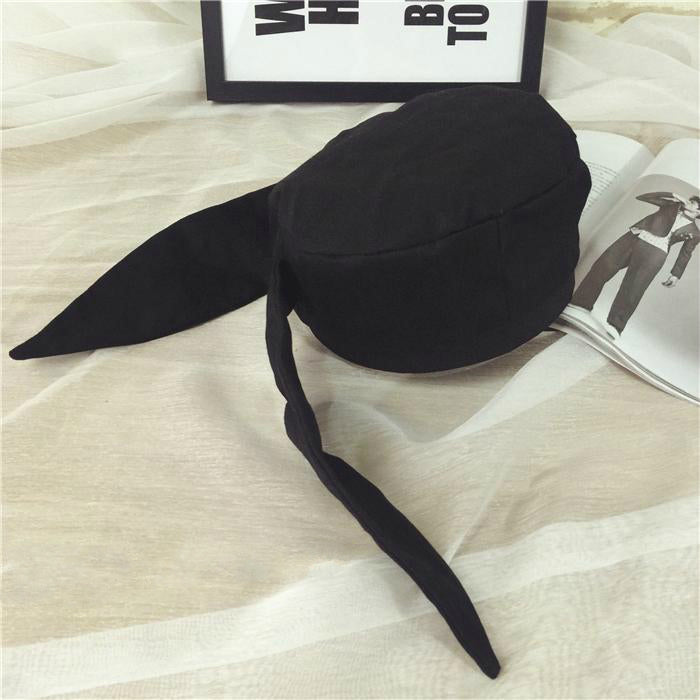 RETRO CUTE BUNNY EARS BLACK BERET HAT BY51004