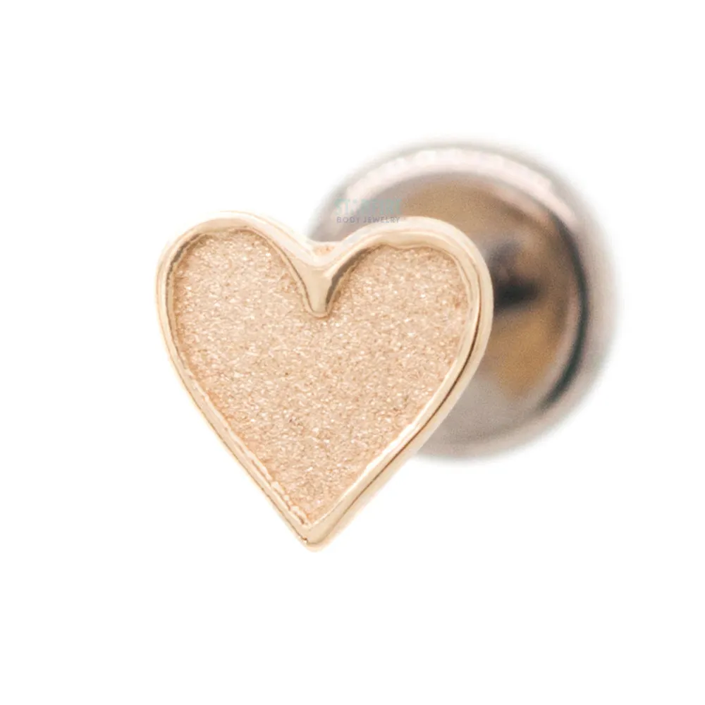 Sandblasted Heart in Gold - on flatback