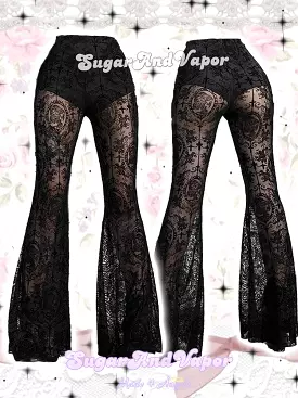 Serenity Goth Lace See-through Flared Pants