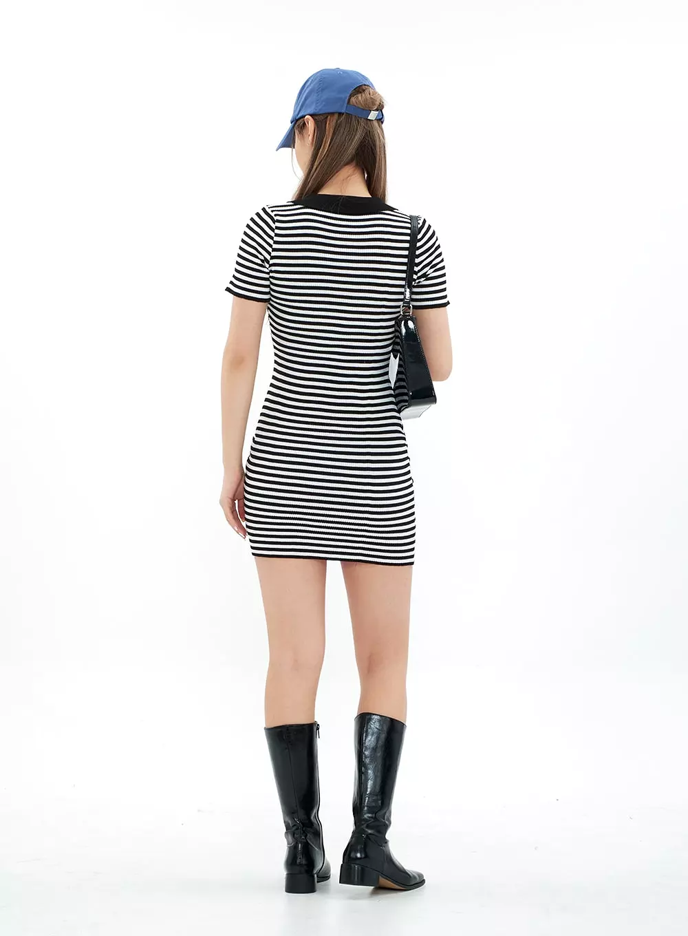 Striped Collared Mini Onepiece Dress CM29