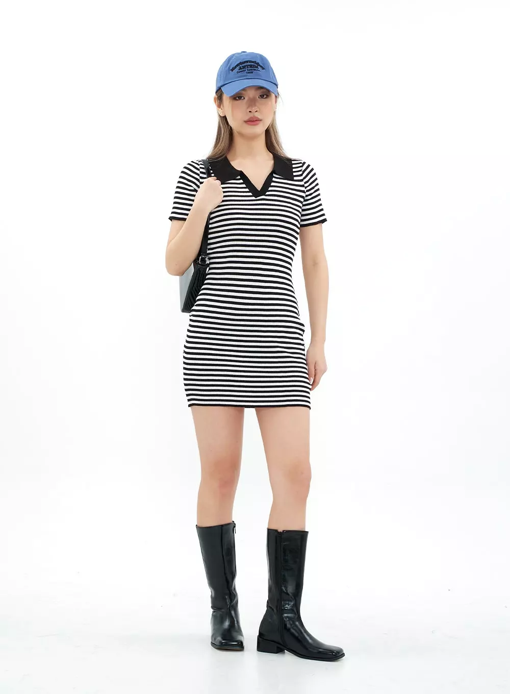 Striped Collared Mini Onepiece Dress CM29