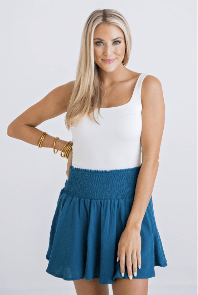 Teal Karlie Smock Waist Skort