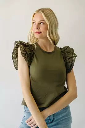 The Dottie Eyelet Detail Blouse in Olive