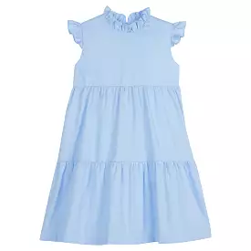 Tiered Charleston Dress - Light Blue Pique