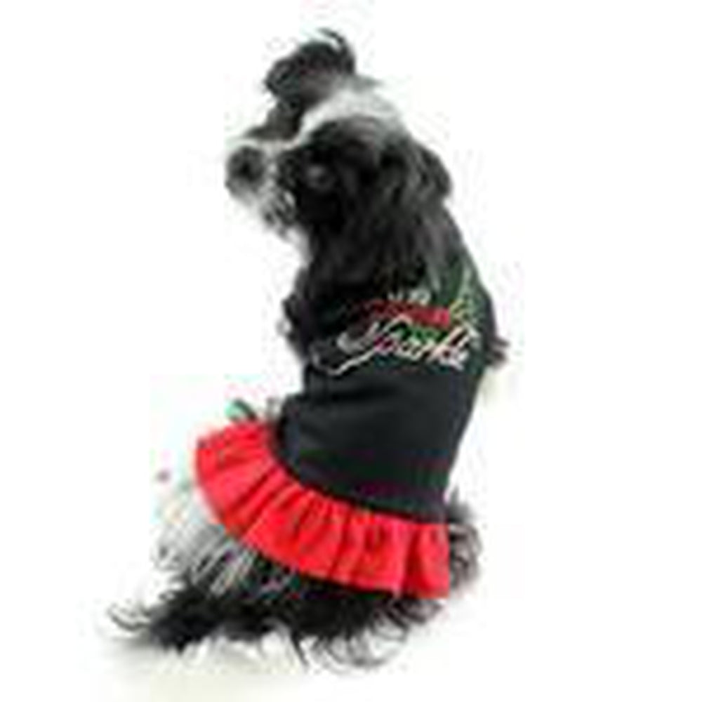 Tis The Season To Sparkle Christmas Rhinestone Dog Dress - Black and Red