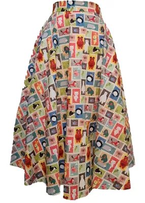 Tulip B Animal Stamps 50's Swing Skirt Multi