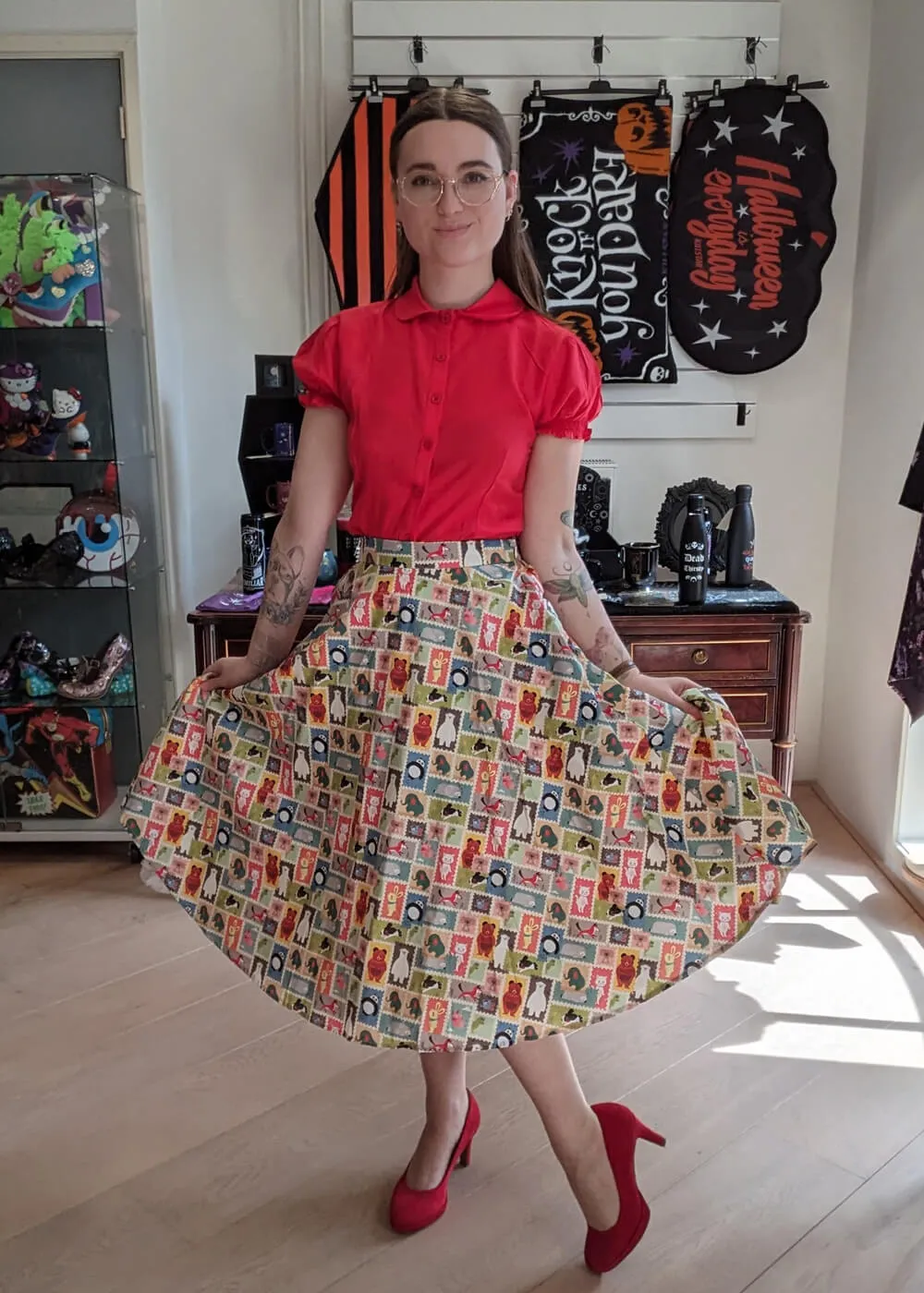 Tulip B Animal Stamps 50's Swing Skirt Multi