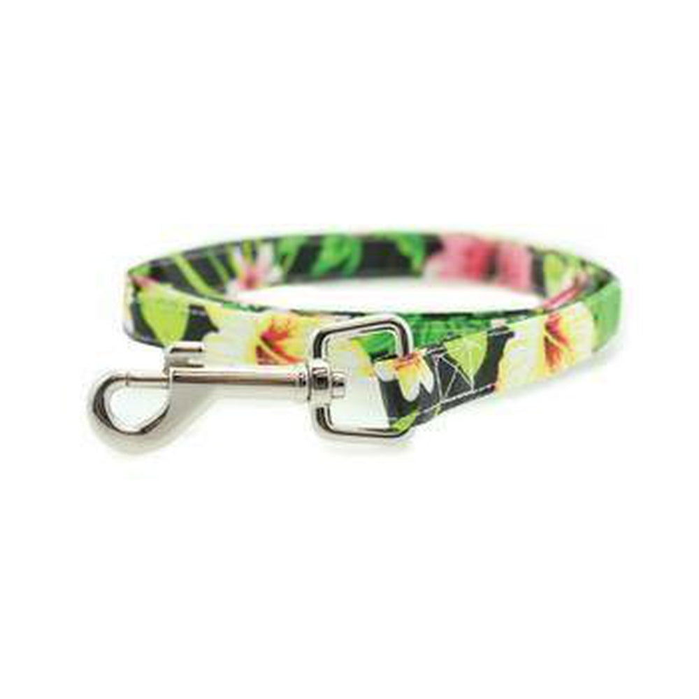 Twilight Black Hawaiian Hibiscus Dog Dress and Leash