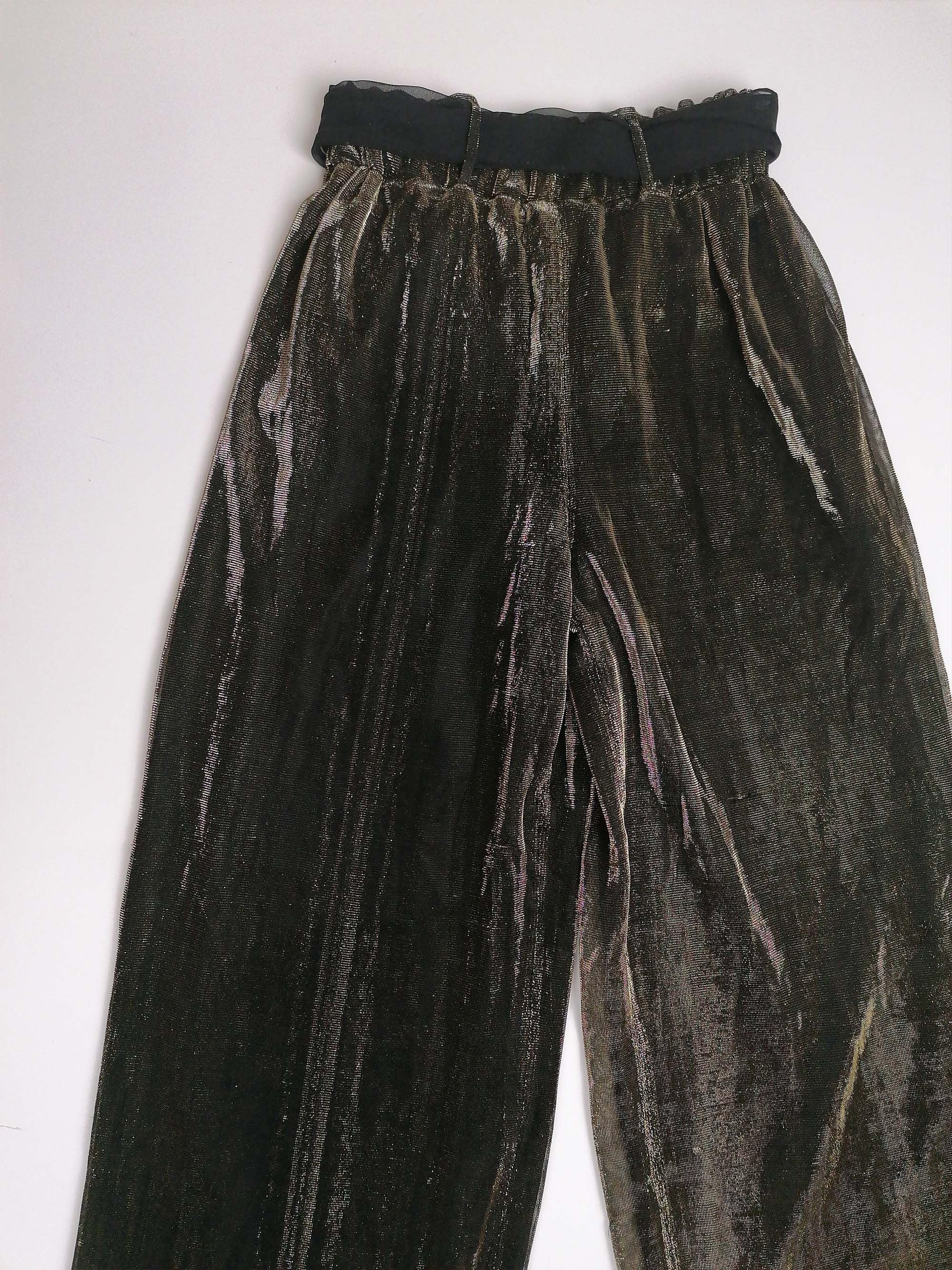 Wide Leg Black Gold Lurex Pants - size S-M