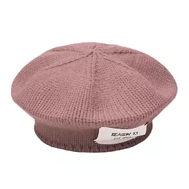 Women Acrylic Letter Patch Autumn Winter Warm Wild Beret Cap Casual Elastic Adjustable Knitted Hat