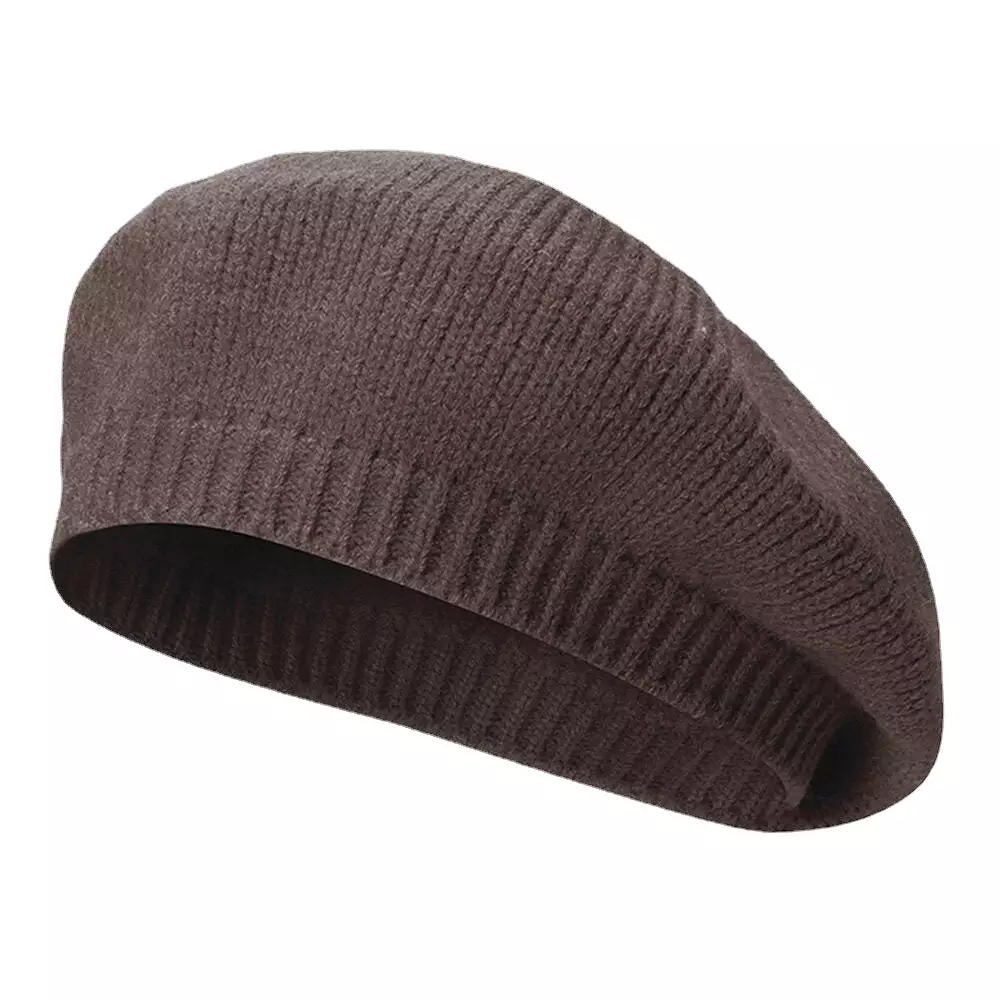 Women Woolen Solid Color Winter Warm Knitted Hat Retro Dome Elastic Sunshade Beret Cap Painter Hat